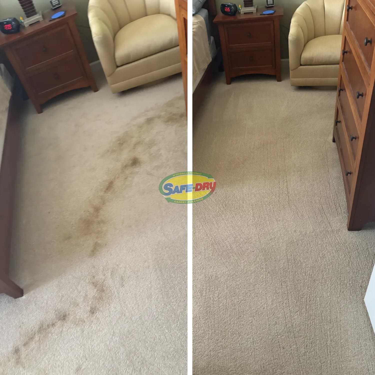 How Safe-Dry Removed Clothing Dye from an Upholstered Chair and Ink on Carpet in Forest Acres, South Carolina